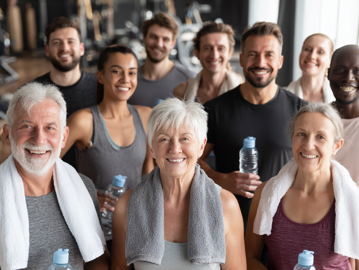 Люди різного віку в спортзалі